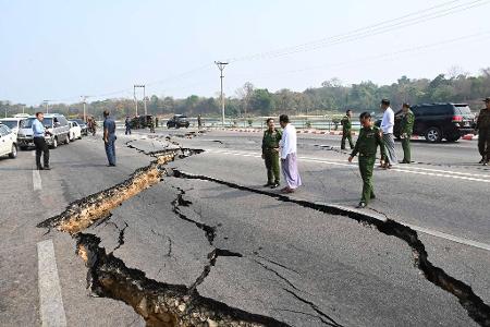 In Myanmar richtete das Erdbeben schwere Schäden an. In Myanmar richtete das Erdbeben schwere Schäden an.