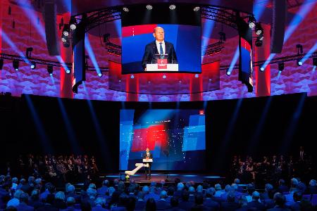 Große Bühne, große Botschaft: Europas Ziel bleibe Kooperation, sagt Kanzler Scholz.