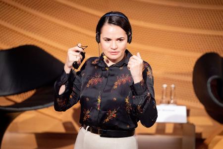 Im Oktober 2020 nahm die Oppositionsführerin Swetlana Tichanowskaja aus Belarus in Berlin an einer Panel-Diskussion der Deutschen Gesellschaft für Osteuropakunde teil. (Archivfoto)