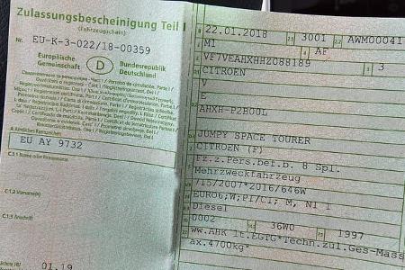 Zulassungsbescheinigung Teil 1