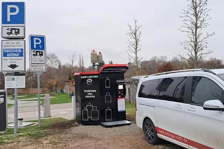 Gasflaschen, Tauschautomat, Energie Rath, Dinkelsbühl, Wohnmobilstellplatz P5 Larrieder Straße Gasflaschen, Tauschautomat, Energie Rath, Dinkelsbühl, Wohnmobilstellplatz P5 Larrieder Straße