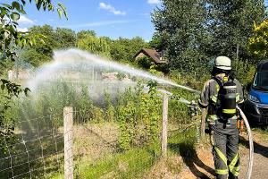 Vegetationsbrand am Radweg - Feuerwehr verhindert Ausbreitung