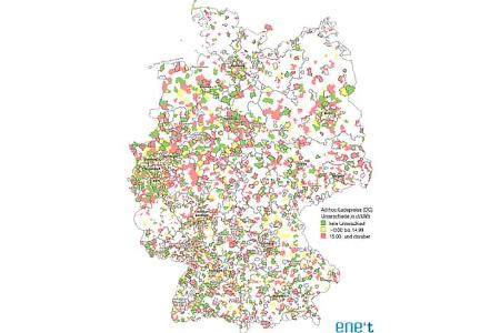 Übersicht Ladestrompreise Deutschlandkarte