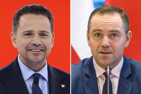 Der Warschauer Oberbürgermeister Rafal Trzaskowski (links) und der Historiker Karol Nawrocki gelten als Favoriten im Rennen um die polnische Präsidentschaft. (Archivbilder) Der Warschauer Oberbürgermeister Rafal Trzaskowski (links) und der Historiker Karol Nawrocki gelten als Favoriten im Rennen um die polnische Präsidentschaft. (Archivbilder)