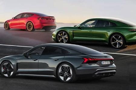 Tesla Model S Plaid Vergleich Porsche Taycan Turbo S Audi RS E-tron GT Tesla Model S Plaid Vergleich Porsche Taycan Turbo S Audi RS E-tron GT