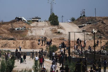 Ein Gebiet bei einem Verteilungszentrum im südlichen Gazastreifen