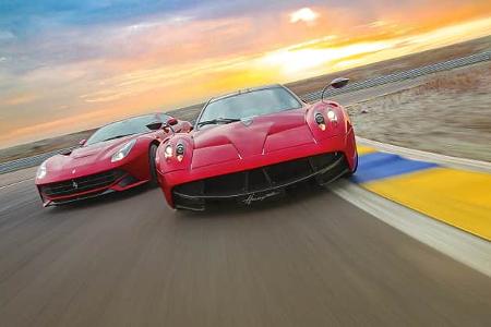 Pagani Huayra, Ferrari F12 Berlinetta, Frontansicht