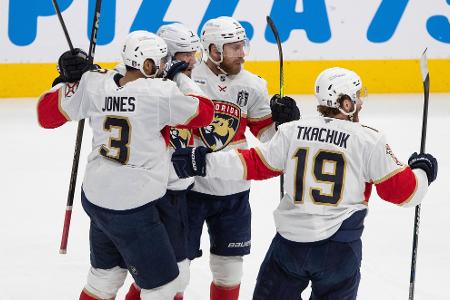 Die Florida Panthers feiern ein Tor gegen die Edmonton Oilers.