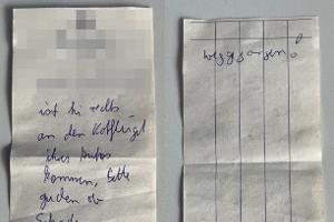 Zeugenaufruf: Wer verfasste die handgeschriebene Notiz?