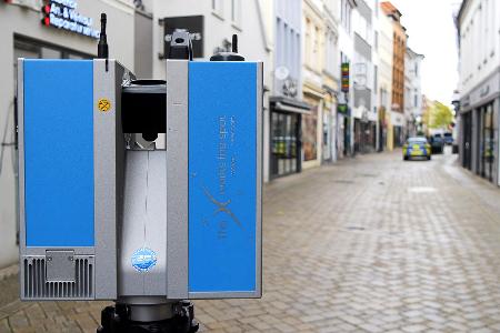 3D-Laserscanner am Tatort in der Oldenburger Innenstadt. 