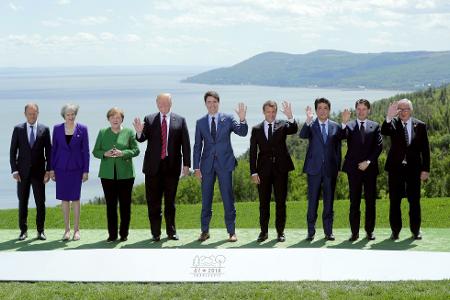 Erst winkte er noch freundlich für Familienbild - dann ließ Trump 2018 am Ende den G7-Gipfel scheitern, indem er seine Zustimmung zur Abschlusserklärung zurückzog. (Archivbild)