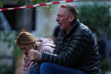In Kiew wurden mindestens 14 Menschen durch den russischen Angriff getötet. In Kiew wurden mindestens 14 Menschen durch den russischen Angriff getötet.