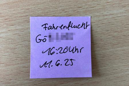 Hinterlassener Zettel des unbekannten Zeugen Hinterlassener Zettel des unbekannten Zeugen