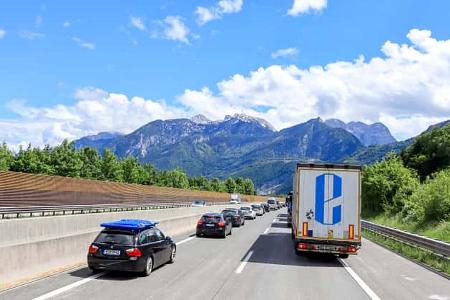 Golling an der Salzach, Austria - 22.05.2024: Traveling through Austria, the A10 highway and a fantastic view of the Tennen Mountains Golling an der Salzach, Austria - 22.05.2024: Traveling through Austria, the A10 highway and a fantastic view of the Tennen Mountains