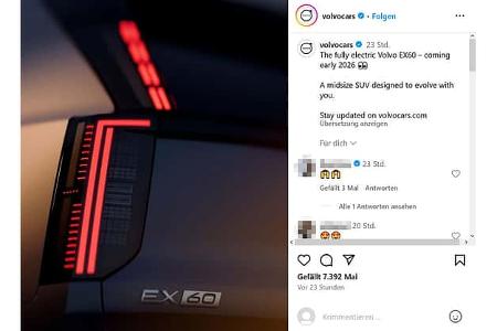 Volvo EX60 Elektro-SUV Teaser Heck Heckleuchte