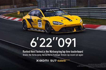 Xiaomi SU7 Ultra Prototyp Rekord Nürburgring Nordschleife Xiaomi SU7 Ultra Prototyp Rekord Nürburgring Nordschleife