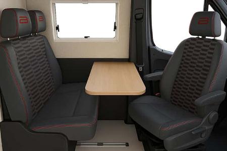 Bürstner Habiton Sprinter (2026) Sitzgruppe schwarz und rot