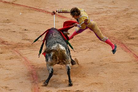 Im Verlauf des neuntätigen San Fermín-Festes in Pamplona werden 48 Bullen getötet.