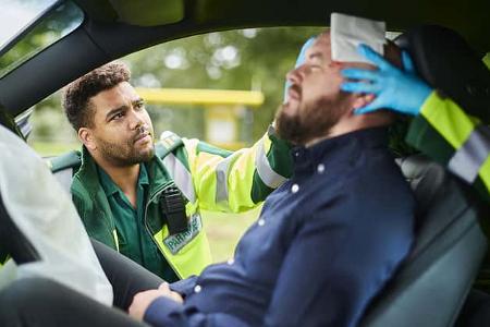 paramedics at traffic accident paramedics at traffic accident