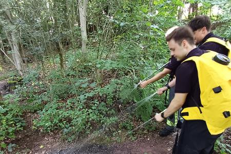 Die Fläche wurde mit der Unterstützung von Löschrucksäcken abgelöscht Die Fläche wurde mit der Unterstützung von Löschrucksäcken abgelöscht