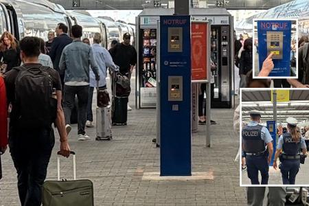 Die neue Notrufsäule an Bahnsteig 22/23 des Münchner Hauptbahnhofes