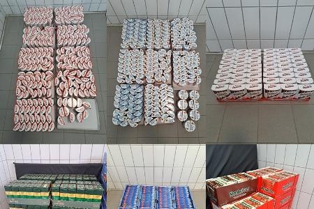 Sichergestellte Schokolade und Kaffee Sichergestellte Schokolade und Kaffee