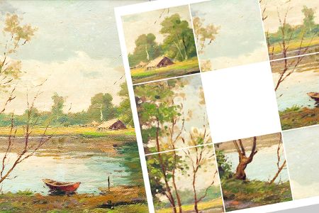 Schiebepuzzle: Boot auf dem See