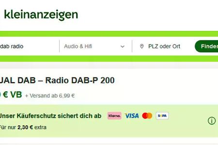 Plattformen für Privatverkäufe bieten oftmals gegen eine kleine Gebühr einen Käuferschutz an, der eine Registrierung erfordert.