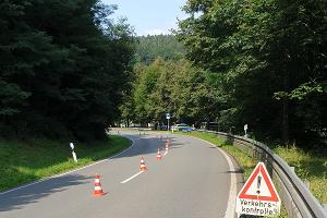 Verkehrskontrolle des Polizeireviers Nord an der Bundesstraße 3