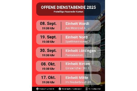 Übersicht aller Termine der offenen Dienstabende