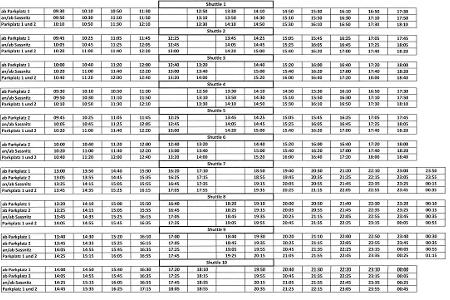 Shuttlezeiten Sail GP