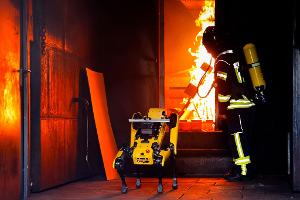 Informatiker wollen Roboter "Byte" den Umgang mit Flammen beibringen. 