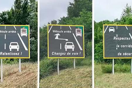 Sicherheitskorridor Schilder Frankreich Vinci Autoroutes
