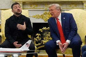 Selenskyj und Trump sprachen gemeinsam vor Journalisten. 