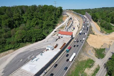 Autobahn A8 Enztalquerung Baustelle