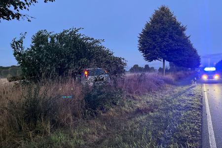 Nach dem Unfall wurde das Auto unter dem Baum Nach dem Unfall wurde das Auto unter dem Baum