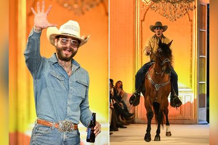 Post Malone präsentiert seine Modekollektion in Paris - mit Pferd Post Malone präsentiert seine Modekollektion in Paris - mit Pferd