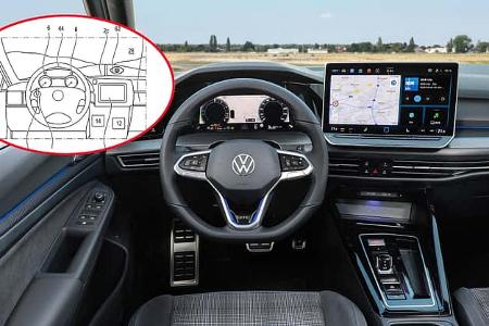 VW Golf GTE Facelift 8.5 Cockpit Innenraum Interieur Armaturenbrett Patentzeichnung Eyetracking