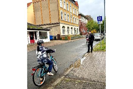 Startpunkt der Radprüfung vor dem Amtsgericht in Alfeld