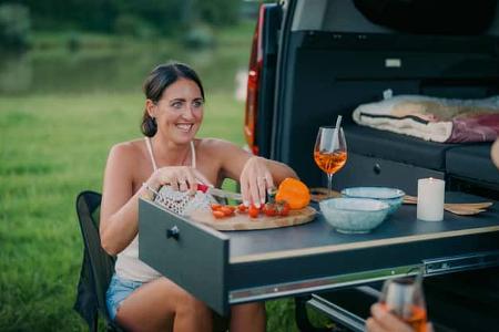 Sitzen, Camping, Frau