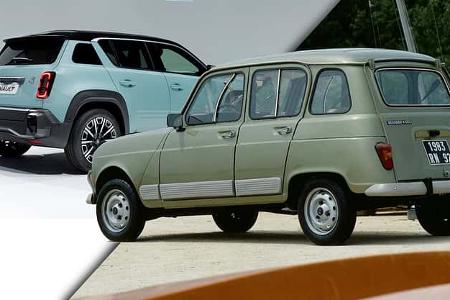 Renault 4 E-Tech R4 Original Alt Neu Collage