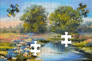 Puzzle: Fluss im Wald
