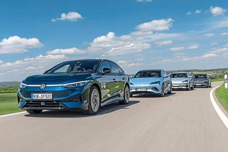 VW ID.7, Hyundai Ioniq 6, BYD Seal und Xpeng P7 VW ID.7, Hyundai Ioniq 6, BYD Seal und Xpeng P7