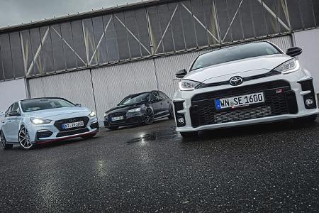 Audi RS3, Hyundai i30 N Performance, Toyota GR Yaris