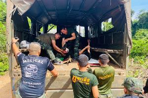 Bei der Explosion einer Landmine wurden vier thailändische Soldaten verletzt.