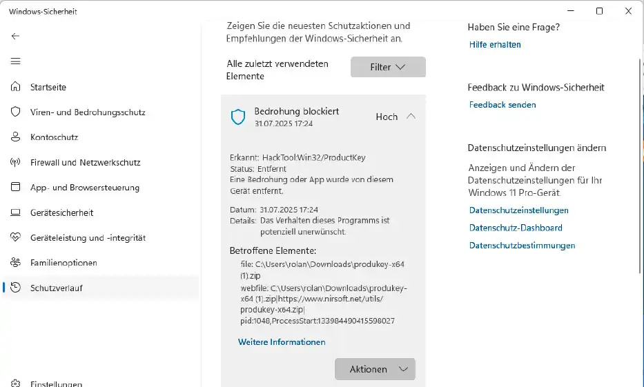 Produkey erkennt die Lizenzschlüssel vieler Windows-Anwendungen und stellt diese dem Nutzer zur Verfügung. Für viele Virenscanner gilt das als verdächtiges Verhalten.