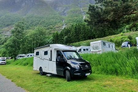 Stellplatz Wiese, Norwegen, Camping, Frankia Neo, Wohnmobil