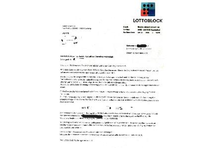 Ansicht des eingegangenen Schreibens