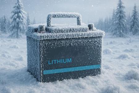 Lithiumbatterie, Winter, KI-generiert