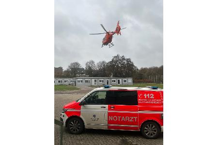 Landung des Rettungshubschraubers